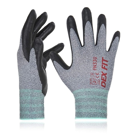 Nitrile Work Gloves FN330, 3D-Comfort Fit, Grip, Thin & Lightweight, Grey, Size XL 10, 12PK